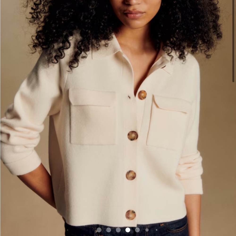 Sezane Ecru Betty Cardigan